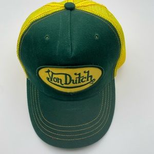 VON DUTCH ORIGINAL SUEDE TRUCKER HAT GREEN/YELLOW